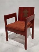 Prince of Wales 1969 royal investiture chair designed by Lord Snowdon, in red stained beech and