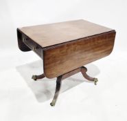 Victorian mahogany drop-leaf dining table with one drawer on each side, raised on four cabriole legs