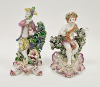 Bow porcelain figure of a vintner, circa 1765, modelled standing next to a fruiting vine, holding