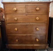 19th century mahogany chest, the rectangular top with rounded front corners and thumbmoulded edge,