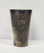 Victorian silver-mounted horn beaker, Sheffield 1879, James Dixon & Sons, the silver rim engraved