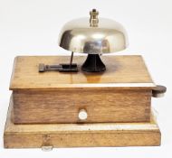Early 20th century railways mahogany cased block bell, 23cm high x 28cm wide (please note VAT will