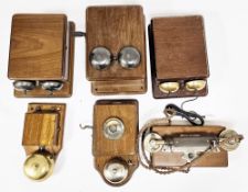 Two early 20th century mahogany cased electric wall-mounted indicator bells, two early 20th