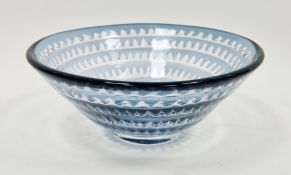 Mid-century Orrefors 'Ariel' glass bowl by Edvin Ohstrom, cased in blue and clear glass, with