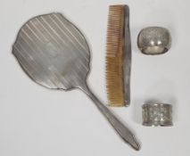 Early 20th century silver-backed dressing table mirror with engine-turned decoration (hallmarks