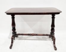 Victorian mahogany side table, the rectangular top with rounded corners, on two turned baluster