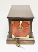 Early 20th century railways mahogany cased signal box switching out instrument, the red brass plaque