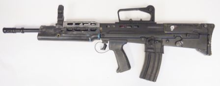 L85 A2 / SA80 style airsoft rifle, metal body with plastic hand-guard and top cover, rubberised