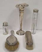 Edward VII weighted silver trumpet vase, Chester 1907, 22cm high (rim damaged), a George V silver