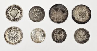 Collection of coins including a Victoria East Indian Company one Rupee 1840 silver coin, a 1913