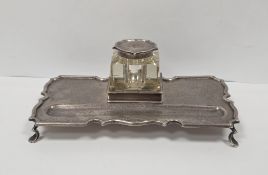 George V silver standish, Chester 1912, Barker Brothers, comprising a stand with scrolling raised