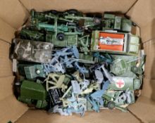 Collection of playworn diecast military toy vehicles, comprising approximately 20 Dinky including