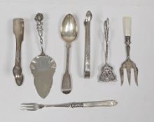 Set of Victorian sugar tongs, Exeter 1837, fiddle pattern, another set of 19th century silver