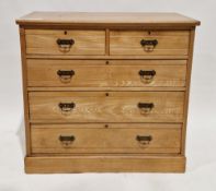 Late 19th century ash chest, the two short and three long graduated drawers with reeded fronts and