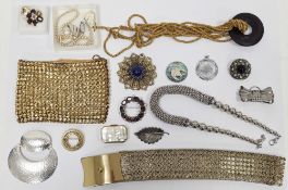 Collection of costume jewellery and jewellery bags including bead necklaces, other necklaces,