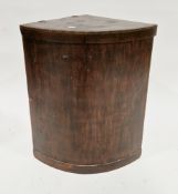 Stained plywood bowfronted corner linen basket with hinged lid, 62cm high x 52cm wide x 37cm deep (