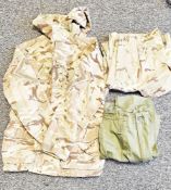 Collection of Army clothing including a camouflage smock to combat windproof jacket with matching
