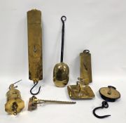 Two sets of Salter's brass and iron improved circular spring balance scales, to weigh 60lb by