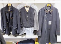 Railways fire brigade uniform overcoat and two GWR jackets (please note VAT will be payable on the