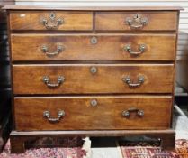 George III mahogany chest, the rectangular top with ogee moulded edge, over two short and three long