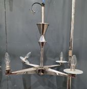 Hector Finch contemporary chromed four branch chandelier with glass disc sconces, 60cm high x 68cm