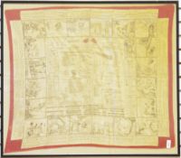 Late 19th century Fulton's military handkerchief, patent no. 10774, printed in black on a white
