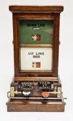 Early 20th century railways mahogany cased double-line spagnoletti block instrument 'up line and