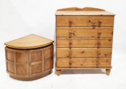 Mid-century Nathan teak corner cupboard with two curved square pattern doors, 51.5cm high x 65cm