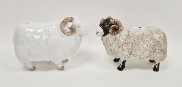 Two Rye Pottery models of rams, David Sharp marks to one, printed marks to the other, each