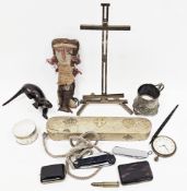 Mixed lot of collectables including a Stuart Rogers of Appledore limewood carved model of an