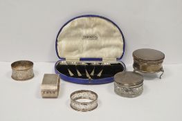 Collection of silver items including five silver coffee spoons, Sheffield 1927, a Victorian Scottish