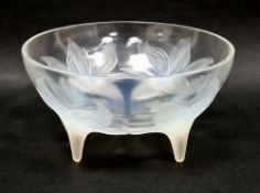 Lalique opalescent glass 'Lys' footed bowl, designed 1927, etched R. Lalique France, indistinctly