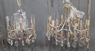 Gaetano Sciolari, two 1970's Italian chromed and glass chandeliers of round form with six branches