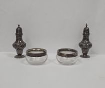 Pair of Edward VII silver pepperettes, Birmingham 1906, William Hutton & Sons Limited, of baluster