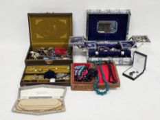 Collection of costume jewellery including some silver jewellery, including a tiger eye expandable