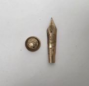 14ct yellow gold Onoto fountain pen nib, approximately 0.3grams together with 9ct yellow gold