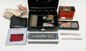 Collection of coins and notes including 1837 ' Cumberland Jack ' token, commemorative crowns,