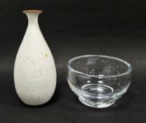 Alice Gaskell Studio pottery pear-shaped bottle vase, in speckled white glaze, incised G monogram,