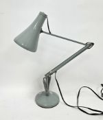 Mid-century Herbert Terry & Sons model 90 anglepoise desk lamp, finished in a grey, on a circular