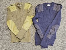 Collection of Army and Navy wool jerseys including approx 20 men's heavy olive round neck jerseys