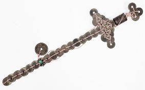 20th century Chinese coin sword, with pink thread, 46cm long overall Condition Report Weight approx.