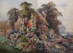 E E Jefferies (circa 1900-1920) Pair watercolour drawings Cottage garden scenes, signed, in single