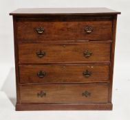Late 19th/early 20th century mahogany secretaire chest, the rectangular top over a cockbeaded