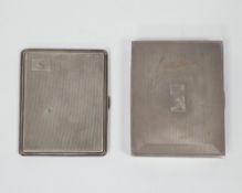 George V silver cigarette case, London 1933, Thomas William Lack, with engine-turned decoration