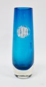 Milan Metelák (1928-1993) for Harrachov glassworks, Czech blue cased glass vase with applied mica