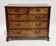 19th century mahogany chest, the rectangular top with ogee moulded edge, over two short and three