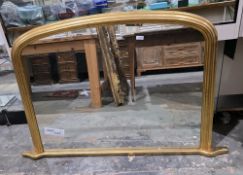 Modern gilt-effect domed top framed over mantel mirror in the 19th century style, 82cm high x