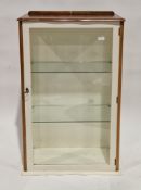 Mid-century part painted walnut display cabinet, the single glazed door opening to two glass shelves
