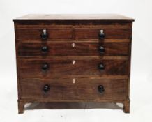 Early 19th century mahogany chest, the rectangular top over two short and three long graduated