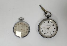 Cyma Cronometro open faced pocket watch, the dial with gilt Arabic numeral hour markers, seconds